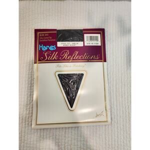 NIB Hanes Silk Reflections Barely Black Sandalfoot Pantyhose EF Sheer Hosiery vt